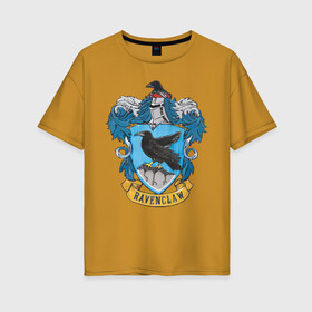 Женская футболка хлопок Oversize с принтом Coat of Ravenclaw в Петрозаводске, 100% хлопок | свободный крой, круглый ворот, спущенный рукав, длина до линии бедер
 | vdgerir | гарри поттер | гриффиндор | дамблдор | добби | слизерин | хогвартс