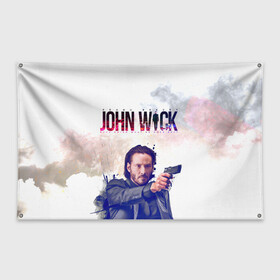 Флаг-баннер с принтом John Wick в Петрозаводске, 100% полиэстер | размер 67 х 109 см, плотность ткани — 95 г/м2; по краям флага есть четыре люверса для крепления | john wick | keanu reeves | боевик | джон уик | киану ривз | кино | пистолет | фильм