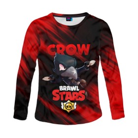 Женский лонгслив 3D с принтом BRAWL STARS CROW в Петрозаводске, 100% полиэстер | длинные рукава, круглый вырез горловины, полуприлегающий силуэт | bibi | brawl stars | crow | el brown | leon | leon shark | max | sally leon | shark | stars | werewolf | акула | биби | ворон | леон | оборотень