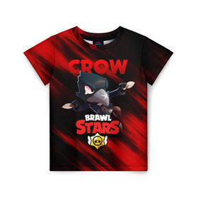 Детская футболка 3D с принтом BRAWL STARS CROW в Петрозаводске, 100% гипоаллергенный полиэфир | прямой крой, круглый вырез горловины, длина до линии бедер, чуть спущенное плечо, ткань немного тянется | bibi | brawl stars | crow | el brown | leon | leon shark | max | sally leon | shark | stars | werewolf | акула | биби | ворон | леон | оборотень