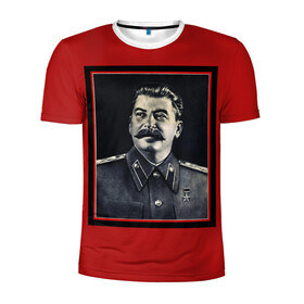 Мужская футболка 3D спортивная с принтом Сталин в Петрозаводске, 100% полиэстер с улучшенными характеристиками | приталенный силуэт, круглая горловина, широкие плечи, сужается к линии бедра | stalin | брэнд | классно | красиво | круто | мода | сталин | стиль