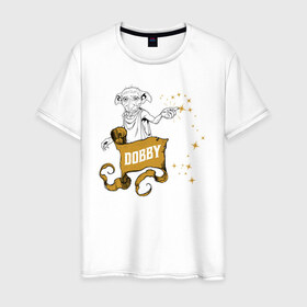 Мужская футболка хлопок с принтом Dobby в Петрозаводске, 100% хлопок | прямой крой, круглый вырез горловины, длина до линии бедер, слегка спущенное плечо. | vdgerir | гарри поттер | гриффиндор | дамблдор | добби | слизерин | хогвартс