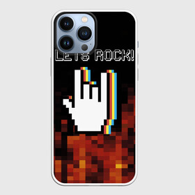 Чехол для iPhone 13 Pro Max с принтом Lets Rock в Петрозаводске,  |  | Тематика изображения на принте: art | fire | hand | pixel | pixelart | rock | огонь | пиксель | пиксельарт | рок | рука