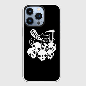 Чехол для iPhone 13 Pro с принтом Котик в Петрозаводске,  |  | animal | cat | evil | halloween | meme | skull | soul | душа | животное | животные | зло | зубы | коса | кот | кот мем | котенок | кошка | лапки | мем | прикол | скелет | хэллоуин | череп