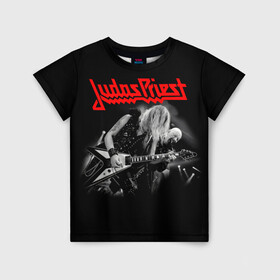 Детская футболка 3D с принтом JUDAS PRIEST. в Петрозаводске, 100% гипоаллергенный полиэфир | прямой крой, круглый вырез горловины, длина до линии бедер, чуть спущенное плечо, ткань немного тянется | firepower | judas priest | бог металла | джудас прист | иуда прист | музыка | роб хэлфорд | рок | рок н ролл | хэви метал