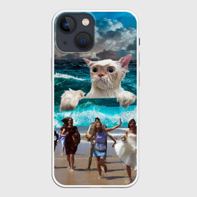Чехол для iPhone 13 mini с принтом Морской Кошак в Петрозаводске,  |  | cat | mem | mems | вода | волны | кот | котейка | котик | кошак | кошка | мем | мем с котом | мемы | мемы с котом | мокрый кот | море | морской кот | морской кошак | облака | океан | прикол | приколы | тучи | шторм