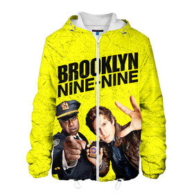 Мужская куртка 3D с принтом Brooklyn Nine-Nine в Петрозаводске, ткань верха — 100% полиэстер, подклад — флис | прямой крой, подол и капюшон оформлены резинкой с фиксаторами, два кармана без застежек по бокам, один большой потайной карман на груди. Карман на груди застегивается на липучку | Тематика изображения на принте: 7 сезон | 99 участок | brooklyn nine nine | бруклин | бруклин 9 9 | комедия