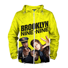 Мужская ветровка 3D с принтом Brooklyn Nine-Nine в Петрозаводске, 100% полиэстер | подол и капюшон оформлены резинкой с фиксаторами, два кармана без застежек по бокам, один потайной карман на груди | 7 сезон | 99 участок | brooklyn nine nine | бруклин | бруклин 9 9 | комедия