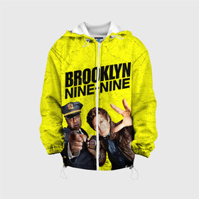 Детская куртка 3D с принтом Brooklyn Nine-Nine в Петрозаводске, 100% полиэстер | застежка — молния, подол и капюшон оформлены резинкой с фиксаторами, по бокам — два кармана без застежек, один потайной карман на груди, плотность верхнего слоя — 90 г/м2; плотность флисового подклада — 260 г/м2 | 7 сезон | 99 участок | brooklyn nine nine | бруклин | бруклин 9 9 | комедия