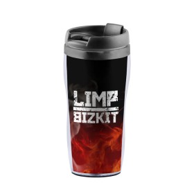 Термокружка-непроливайка с принтом LIMP BIZKIT в Петрозаводске, внутренняя часть — пищевой пластик, наружная часть — прозрачный пластик, между ними — полиграфическая вставка с рисунком | объем — 350 мл, герметичная крышка | dj lethal | limp bizkit | rock | джон отто | лимп бизкит | майк смит | музыка | роб уотерс | рок | сэм риверс | терри бальзамо | уэс борланд | фред дёрст