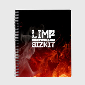 Тетрадь с принтом LIMP BIZKIT в Петрозаводске, 100% бумага | 48 листов, плотность листов — 60 г/м2, плотность картонной обложки — 250 г/м2. Листы скреплены сбоку удобной пружинной спиралью. Уголки страниц и обложки скругленные. Цвет линий — светло-серый
 | dj lethal | limp bizkit | rock | джон отто | лимп бизкит | майк смит | музыка | роб уотерс | рок | сэм риверс | терри бальзамо | уэс борланд | фред дёрст