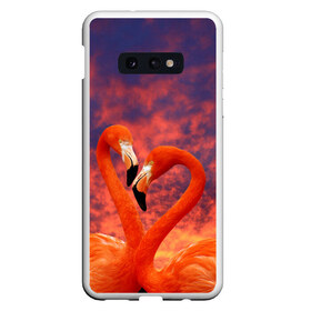 Чехол для Samsung S10E с принтом Flamingo Love в Петрозаводске, Силикон | Область печати: задняя сторона чехла, без боковых панелей | Тематика изображения на принте: 14 февраля | 8 марта | валентинов день | верность | влюбленность | влюбленные | вместе | вместе навсегда | девушке | женат | женский день | женский праздник | закат | замужем | кружка | любимая