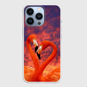 Чехол для iPhone 13 Pro с принтом Flamingo Love в Петрозаводске,  |  | 14 февраля | 8 марта | валентинов день | верность | влюбленность | влюбленные | вместе | вместе навсегда | девушке | женат | женский день | женский праздник | закат | замужем | кружка | любимая