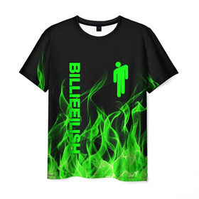 Мужская футболка 3D с принтом BILLIE EILISH в Петрозаводске, 100% полиэфир | прямой крой, круглый вырез горловины, длина до линии бедер | be | billie | billie eilish | blohsh | ghoul | билли | билли айлиш