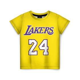 Детская футболка 3D с принтом Kobe Bryant 24 в Петрозаводске, 100% гипоаллергенный полиэфир | прямой крой, круглый вырез горловины, длина до линии бедер, чуть спущенное плечо, ткань немного тянется | 24 | basketball | kobe bryant | lakers | nba