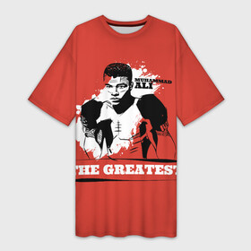 Платье-футболка 3D с принтом The Greatest в Петрозаводске,  |  | ali | muhammad ali | the greatest | али | бокс | мухамед али | мухаммед али