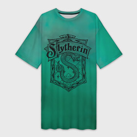 Платье-футболка 3D с принтом Coat of Slytherin в Петрозаводске,  |  | vdgerir | гарри поттер | гриффиндор | дамблдор | добби | слизерин | хогвартс