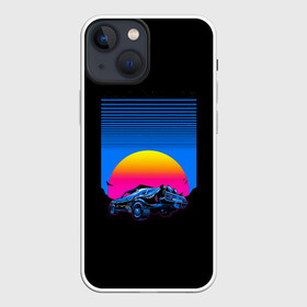 Чехол для iPhone 13 mini с принтом Retro Car в Петрозаводске,  |  | car | neon | retro | space | wave | астрономия | волна | градиент | закат | космос | машина | неон | неоновый | природа | птица | птицы | ретро | солнце