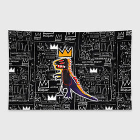 Флаг-баннер с принтом Basquiat Dinosaur в Петрозаводске, 100% полиэстер | размер 67 х 109 см, плотность ткани — 95 г/м2; по краям флага есть четыре люверса для крепления | Тематика изображения на принте: art | louis vuitton | lv