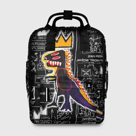 Женский рюкзак 3D с принтом Basquiat Dinosaur в Петрозаводске, 100% полиэстер | лямки с регулируемой длиной, сверху ручки, чтобы рюкзак нести как сумку. Основное отделение закрывается на молнию, как и внешний карман. Внутри два дополнительных кармана, один из которых закрывается на молнию. По бокам два дополнительных кармашка, куда поместится маленькая бутылочка
 | Тематика изображения на принте: art | louis vuitton | lv