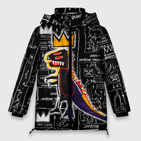 Женская зимняя куртка Oversize с принтом Basquiat Dinosaur в Петрозаводске, верх — 100% полиэстер; подкладка — 100% полиэстер; утеплитель — 100% полиэстер | длина ниже бедра, силуэт Оверсайз. Есть воротник-стойка, отстегивающийся капюшон и ветрозащитная планка. 

Боковые карманы с листочкой на кнопках и внутренний карман на молнии | Тематика изображения на принте: art | louis vuitton | lv