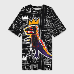 Платье-футболка 3D с принтом Basquiat Dinosaur в Петрозаводске,  |  | Тематика изображения на принте: art | louis vuitton | lv