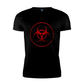 Мужская футболка премиум с принтом Biohazard в Петрозаводске, 92% хлопок, 8% лайкра | приталенный силуэт, круглый вырез ворота, длина до линии бедра, короткий рукав | biohazard | бактерии | бактерия | биологическая опасность | вирус | вирусы | заражение | зараза | заразный | знак | микроб | микробы | опасно | опасность | предупреждение | эпидемия