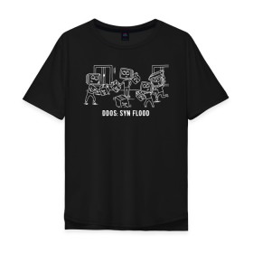 Мужская футболка хлопок Oversize с принтом DDoS: SYN Flood white в Петрозаводске, 100% хлопок | свободный крой, круглый ворот, “спинка” длиннее передней части | ddos | it comics | it комикс | syn flood | ддос | ддос атака