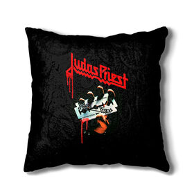 Подушка 3D с принтом Judas Priest в Петрозаводске, наволочка – 100% полиэстер, наполнитель – холлофайбер (легкий наполнитель, не вызывает аллергию). | состоит из подушки и наволочки. Наволочка на молнии, легко снимается для стирки | judas | priest | грув метал | группа | рок | хард рок | хеви метал