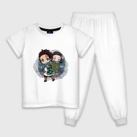 Детская пижама хлопок с принтом Танджиро и Незуко Камадо в Петрозаводске, 100% хлопок |  брюки и футболка прямого кроя, без карманов, на брюках мягкая резинка на поясе и по низу штанин
 | аниме | клинок рассекающий демонов | незуко камадо | танджиро камадо