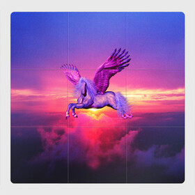 Магнитный плакат 3Х3 с принтом Dusk Sky Horse в Петрозаводске, Полимерный материал с магнитным слоем | 9 деталей размером 9*9 см | высота | закат | конь | крылья | легенды | летать | летающий | лошадь | мистический | мифология | мифы | небесный | небо | облака | облач | пегас | плед | подушка | полет | пурпурный | сумерки | сумка
