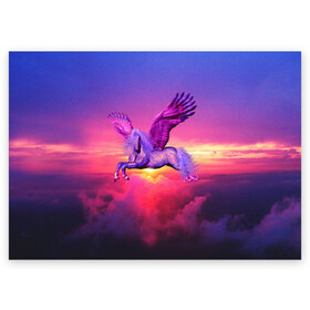 Поздравительная открытка с принтом Dusk Sky Horse в Петрозаводске, 100% бумага | плотность бумаги 280 г/м2, матовая, на обратной стороне линовка и место для марки
 | высота | закат | конь | крылья | легенды | летать | летающий | лошадь | мистический | мифология | мифы | небесный | небо | облака | облач | пегас | плед | подушка | полет | пурпурный | сумерки | сумка