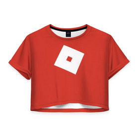 Женская футболка Crop-top 3D с принтом Roblox в Петрозаводске, 100% полиэстер | круглая горловина, длина футболки до линии талии, рукава с отворотами | roblox | лого | роблокс