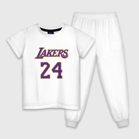 Детская пижама хлопок с принтом Lakers 24 в Петрозаводске, 100% хлопок |  брюки и футболка прямого кроя, без карманов, на брюках мягкая резинка на поясе и по низу штанин
 | basketball | black | bryant | game | james | kobe | kobebryant | lakers | lebron | los angeles | mamba | nba | rip | slam dunk | баскетбол | баскетболист | брайант | браянт | джеймс | игрок | коби | леброн | лейкерс | лос анджеле