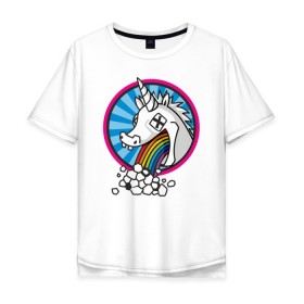 Мужская футболка хлопок Oversize с принтом Unicorn do Rainbow в Петрозаводске, 100% хлопок | свободный крой, круглый ворот, “спинка” длиннее передней части | Тематика изображения на принте: 