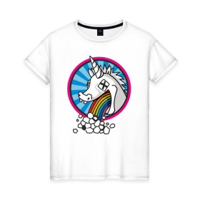Женская футболка хлопок с принтом Unicorn do Rainbow в Петрозаводске, 100% хлопок | прямой крой, круглый вырез горловины, длина до линии бедер, слегка спущенное плечо | 