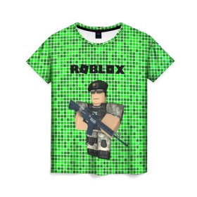Женская футболка 3D с принтом Roblox. в Петрозаводске, 100% полиэфир ( синтетическое хлопкоподобное полотно) | прямой крой, круглый вырез горловины, длина до линии бедер | game | roblox | блок | игра | игрушка | лего | майнкрафт | персонажи | персонажи из кубиков | роблокс | робот