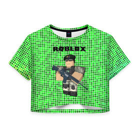 Женская футболка Crop-top 3D с принтом Roblox. в Петрозаводске, 100% полиэстер | круглая горловина, длина футболки до линии талии, рукава с отворотами | game | roblox | блок | игра | игрушка | лего | майнкрафт | персонажи | персонажи из кубиков | роблокс | робот