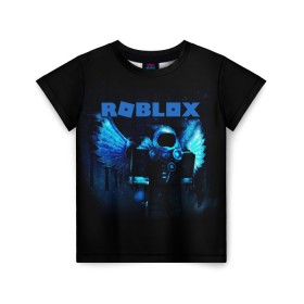 Детская футболка 3D с принтом ROBLOX в Петрозаводске, 100% гипоаллергенный полиэфир | прямой крой, круглый вырез горловины, длина до линии бедер, чуть спущенное плечо, ткань немного тянется | roblox | игра | компьютерная игра | логотип | онлайн | онлайн игра | роблакс | роблокс