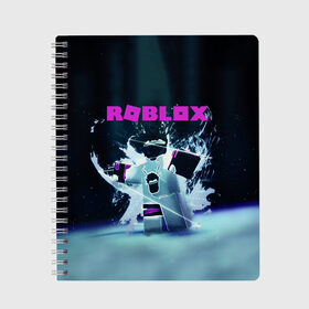 Тетрадь с принтом ROBLOX в Петрозаводске, 100% бумага | 48 листов, плотность листов — 60 г/м2, плотность картонной обложки — 250 г/м2. Листы скреплены сбоку удобной пружинной спиралью. Уголки страниц и обложки скругленные. Цвет линий — светло-серый
 | roblox | игра | компьютерная игра | логотип | онлайн | онлайн игра | роблакс | роблокс