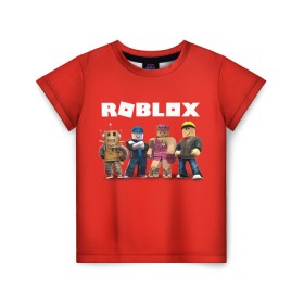 Детская футболка 3D с принтом ROBLOX в Петрозаводске, 100% гипоаллергенный полиэфир | прямой крой, круглый вырез горловины, длина до линии бедер, чуть спущенное плечо, ткань немного тянется | roblox | игра | компьютерная игра | логотип | онлайн | онлайн игра | роблакс | роблокс