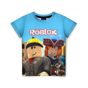 Детская футболка 3D с принтом ROBLOX в Петрозаводске, 100% гипоаллергенный полиэфир | прямой крой, круглый вырез горловины, длина до линии бедер, чуть спущенное плечо, ткань немного тянется | Тематика изображения на принте: roblox | игра | компьютерная игра | логотип | онлайн | онлайн игра | роблакс | роблокс