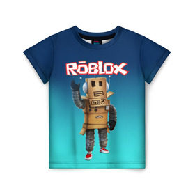 Детская футболка 3D с принтом ROBLOX в Петрозаводске, 100% гипоаллергенный полиэфир | прямой крой, круглый вырез горловины, длина до линии бедер, чуть спущенное плечо, ткань немного тянется | Тематика изображения на принте: roblox | игра | компьютерная игра | логотип | онлайн | онлайн игра | роблакс | роблокс