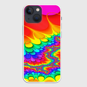 Чехол для iPhone 13 mini с принтом TIE DYE в Петрозаводске,  |  | abstract | abstraction | color | fractal | geometry | paitnt | polygon | polygonal | psy | абстракция | геометрия | краски | неоновые | полигоны | психоделика | фрактал