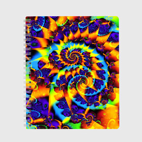 Тетрадь с принтом TIE-DYE COLOR в Петрозаводске, 100% бумага | 48 листов, плотность листов — 60 г/м2, плотность картонной обложки — 250 г/м2. Листы скреплены сбоку удобной пружинной спиралью. Уголки страниц и обложки скругленные. Цвет линий — светло-серый
 | abstract | abstraction | color | fractal | geometry | paitnt | polygon | polygonal | psy | абстракция | геометрия | краски | неоновые | полигоны | психоделика | фрактал