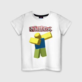 Детская футболка хлопок с принтом Roblox Dab в Петрозаводске, 100% хлопок | круглый вырез горловины, полуприлегающий силуэт, длина до линии бедер | Тематика изображения на принте: game | game roblox | logo roblox | online game | oof roblox dabbing | roblox | roblox dab | roblox noob | игра | игра роблокс | лого роблокс | онлайн игра | онлайн игра роблокс | роблокс | роблокс даб