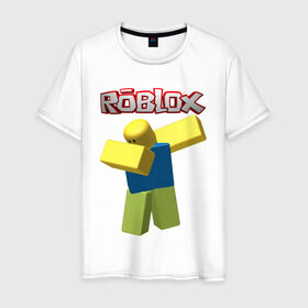 Мужская футболка хлопок с принтом Roblox Dab в Петрозаводске, 100% хлопок | прямой крой, круглый вырез горловины, длина до линии бедер, слегка спущенное плечо. | Тематика изображения на принте: game | game roblox | logo roblox | online game | oof roblox dabbing | roblox | roblox dab | roblox noob | игра | игра роблокс | лого роблокс | онлайн игра | онлайн игра роблокс | роблокс | роблокс даб