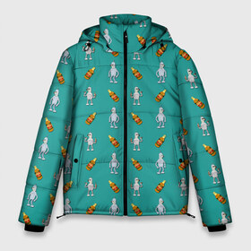 Мужская зимняя куртка 3D с принтом Futurama bender в Петрозаводске, верх — 100% полиэстер; подкладка — 100% полиэстер; утеплитель — 100% полиэстер | длина ниже бедра, свободный силуэт Оверсайз. Есть воротник-стойка, отстегивающийся капюшон и ветрозащитная планка. 

Боковые карманы с листочкой на кнопках и внутренний карман на молнии. | beer | bender | бендер | футурама