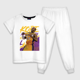 Детская пижама хлопок с принтом Kobe - Lakers в Петрозаводске, 100% хлопок |  брюки и футболка прямого кроя, без карманов, на брюках мягкая резинка на поясе и по низу штанин
 | Тематика изображения на принте: basketball | black | bryant | game | james | kobe | kobebryant | lakers | lebron | los angeles | mamba | nba | rip | slam dunk | баскетбол | баскетболист | брайант | браянт | джеймс | игрок | коби | леброн | лейкерс | лос анджеле