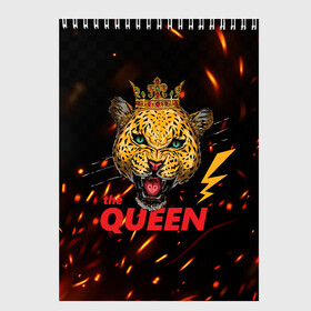 Скетчбук с принтом the Queen в Петрозаводске, 100% бумага
 | 48 листов, плотность листов — 100 г/м2, плотность картонной обложки — 250 г/м2. Листы скреплены сверху удобной пружинной спиралью | queen | большая кошка | королева | корона | кошка | леопард | львица | молния